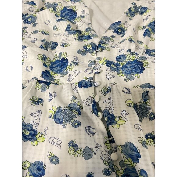 *MODCLOTH Howdy Petal Partner Button-up Floral Midi Dress Blue size XL - Picture 5 of 13